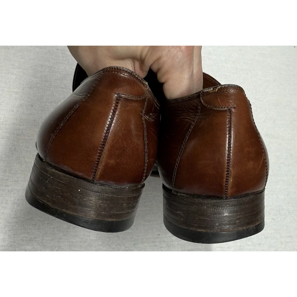 Barker England Penny Loafers Sz‎ 9/8UK Burgundy Leather Vintage Dress Shoes